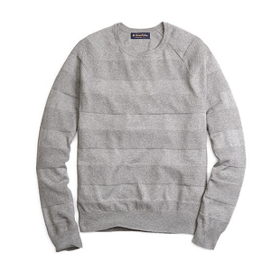 Cotton Cashmere Crewneck Tonal Stripe Sweater - Grey